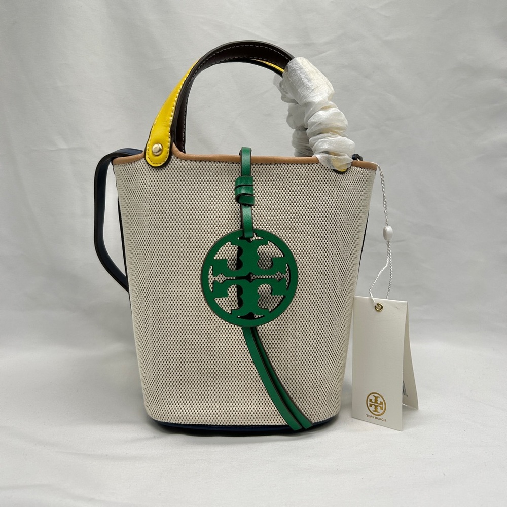 Tory Burch Miller Canvas Mini Bucket Bag - Natural/Brown